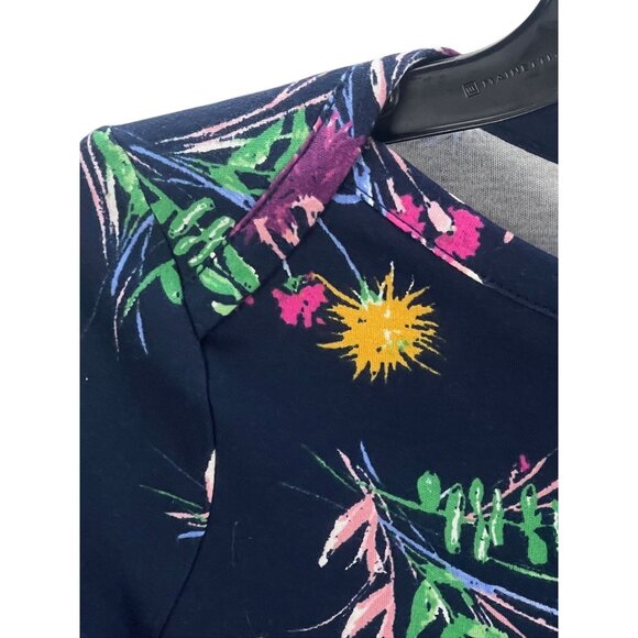 Style & Co Floral 3/4 Sleeve Top Size PM Navy Lightweight Casual Bohemian - Picture 5 of 11